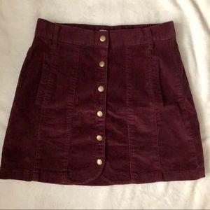 maroon urban outfitters BDG button down skirt